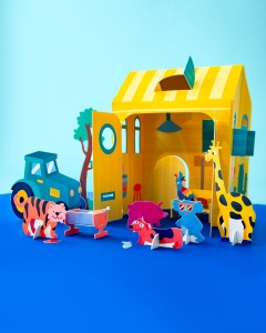 Tekturowy domek kolorowanka - ZWIERZĘTA OMY